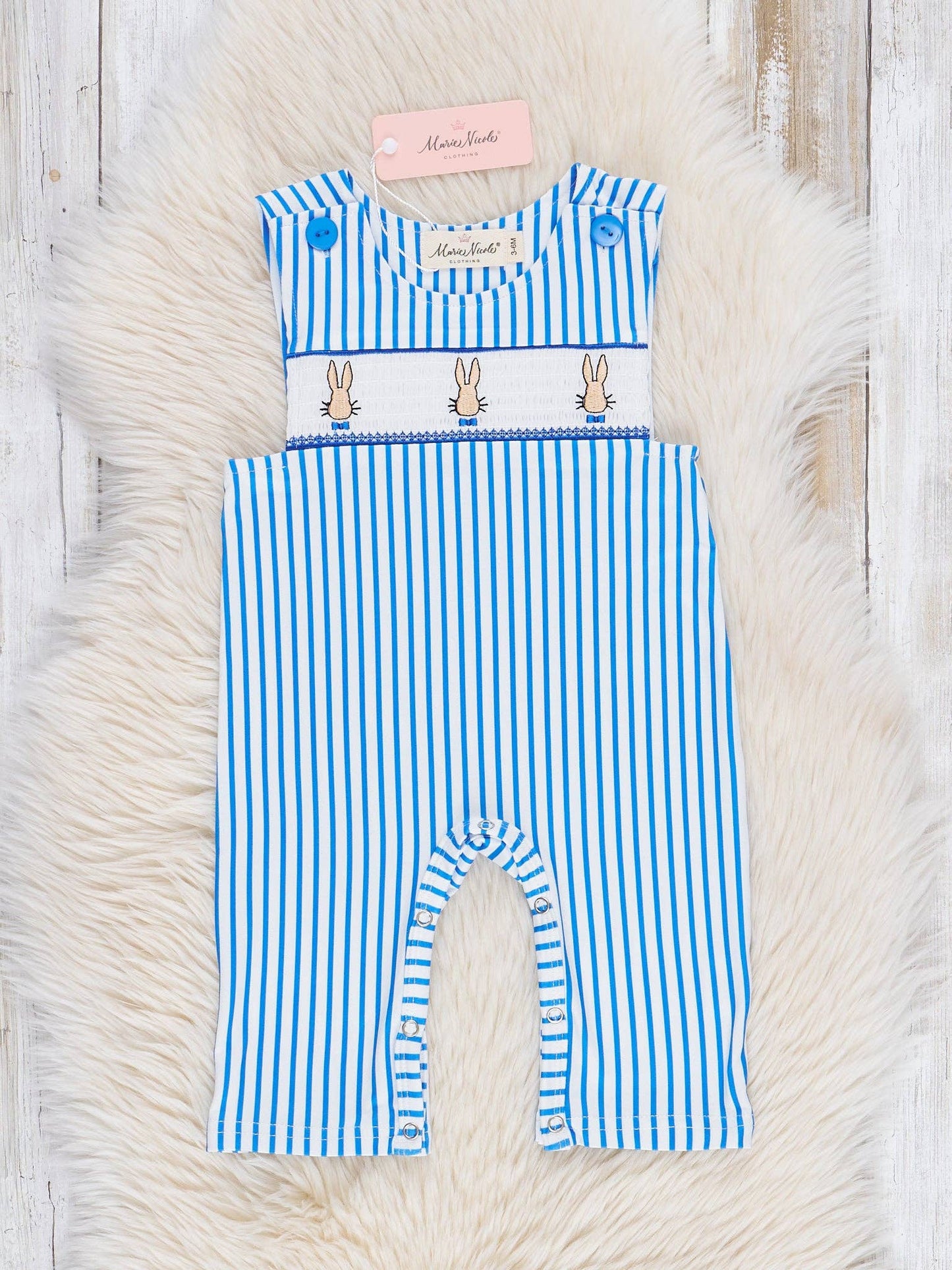 Blue Smocked Mr. Bunny Johnny