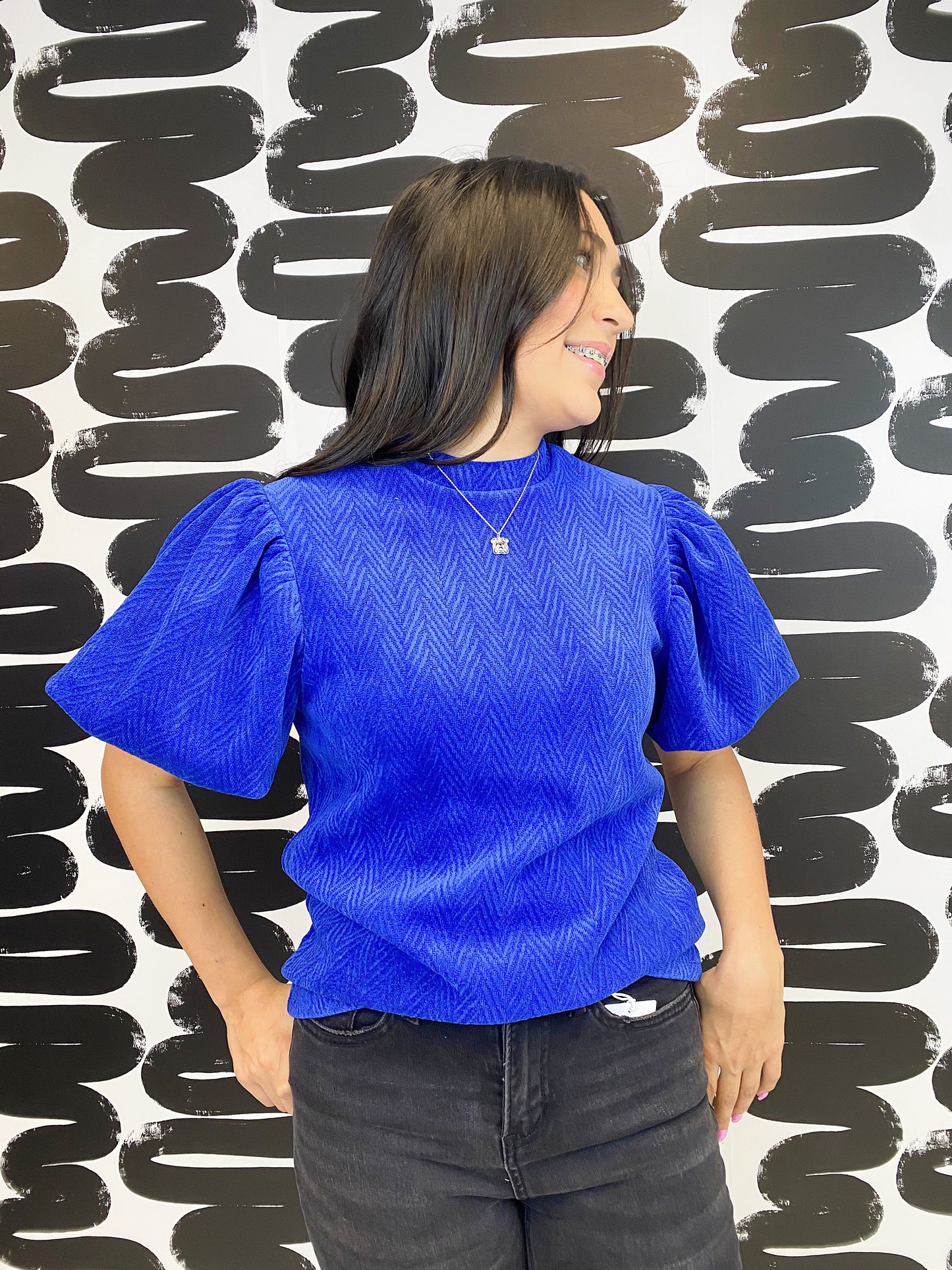 Herringbone Puff Sleeve