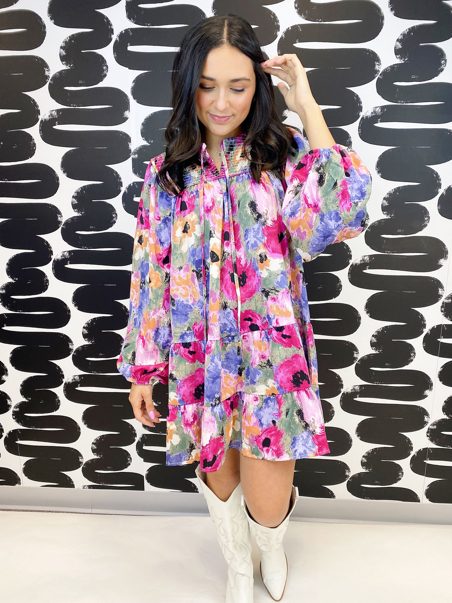 Bubble Sleeve Shift Dress